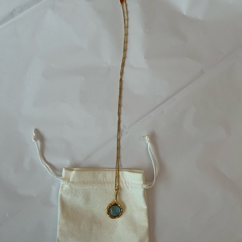 Pamela Love Gold Necklace with Light Blue Gem - Picture 2 of 6